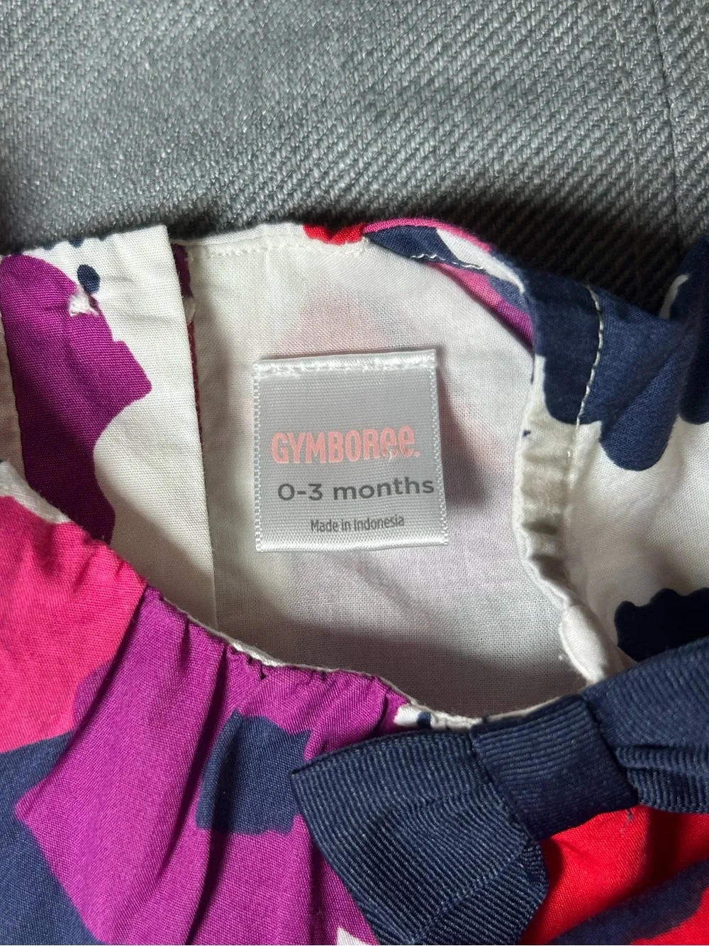 Gymboree White Dress with Pink and Navy Floral Accents